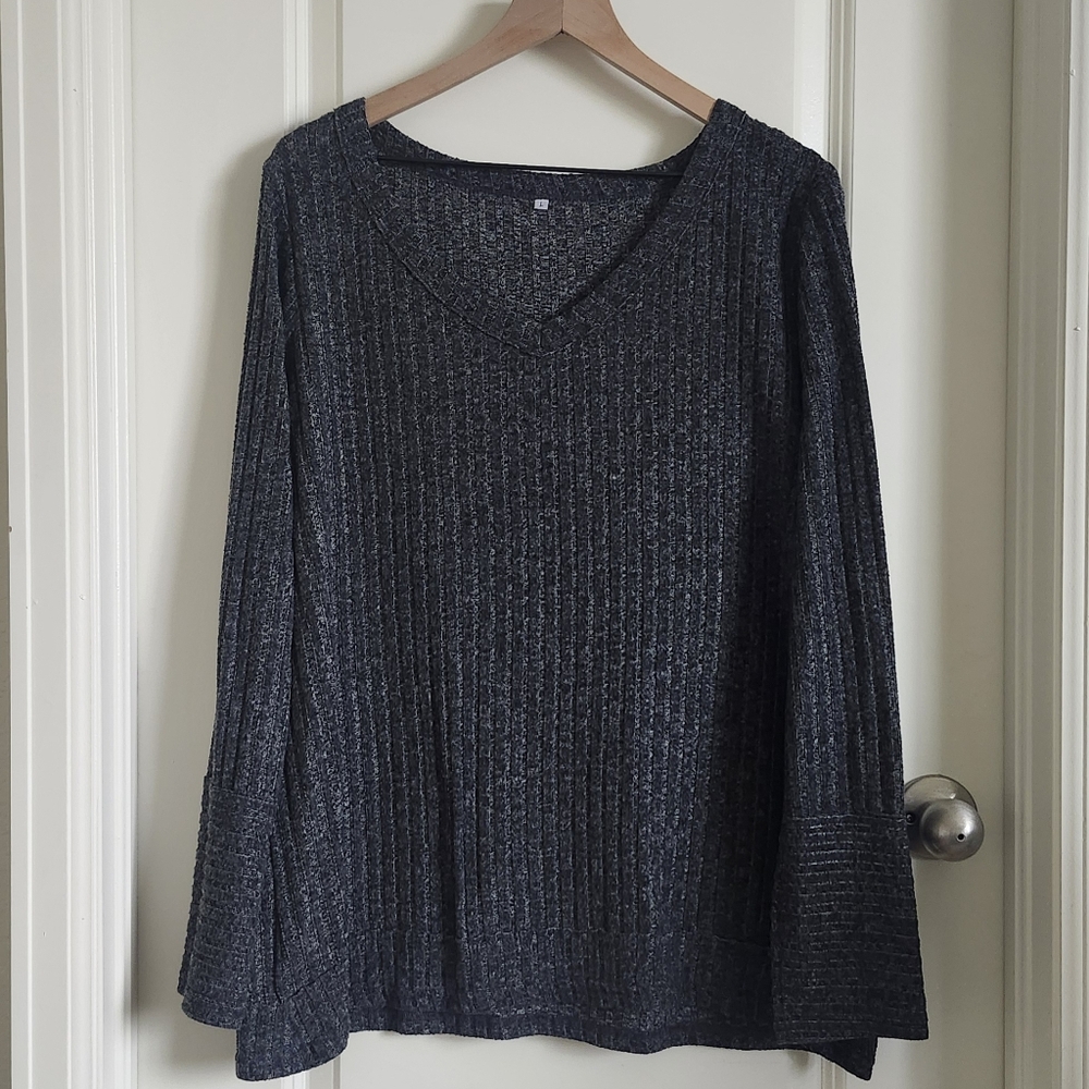 Charcoal V-Neck Women's Top